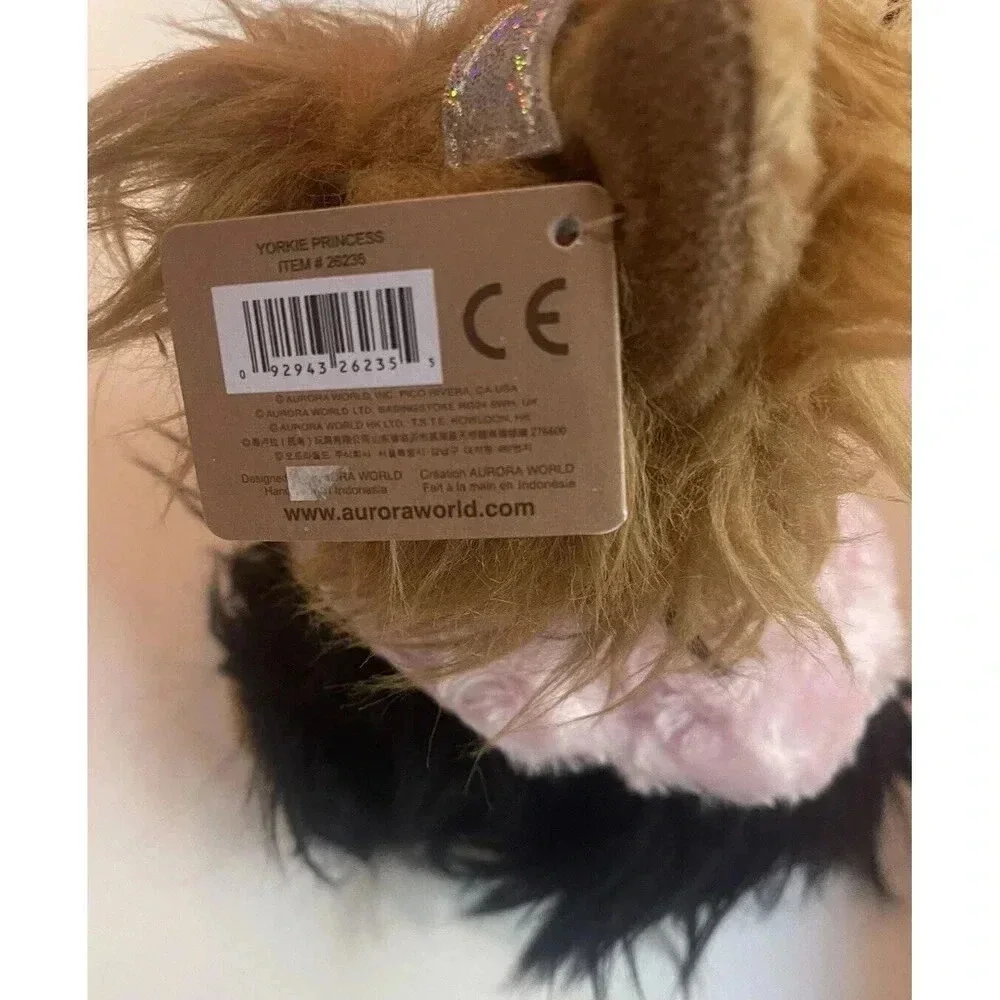 Aurora Miyoni Plush Yorkshire Terrier Puppy Dog Yorkie Princess Crown Pink Shawl